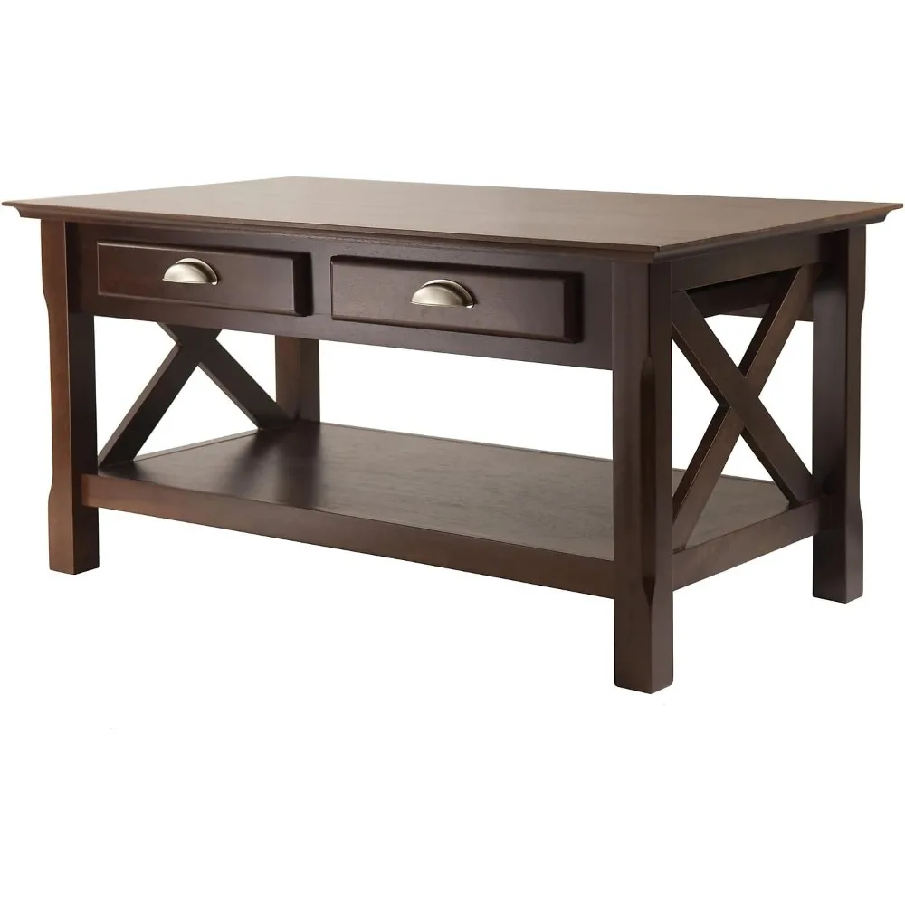 Mesa de centro de madeira composta Xola 18 x 37 x 21 polegadas, cappuccino (40538)