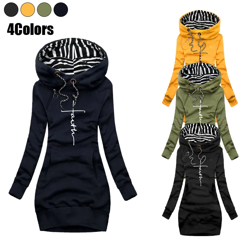 NEW Women\'s Autumn Dresses Fashion Long Sleeve Hoodie Dress Casual Female Outdoors Pullover Dress