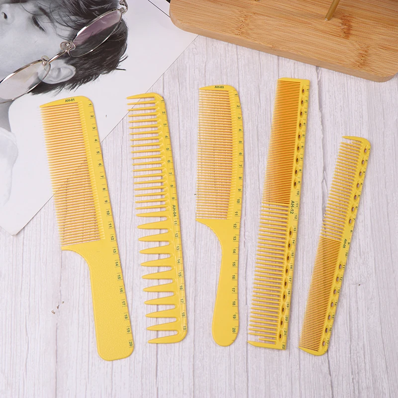 Yellow Hair Cutting Comb Hairdresser Professional Hairdressing Pointed Tail Comb Barber Shop Men's Broad Tooth Hairbrush