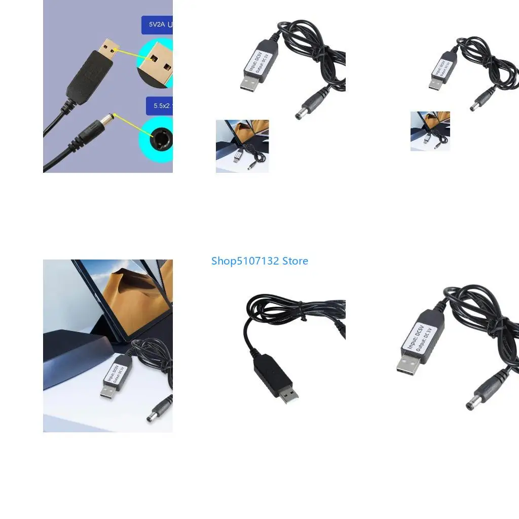 87HD USB 5V to 5.5x2.1mm 3V Adapter Cable Power Supply Cord Wire for Thermometers 1m