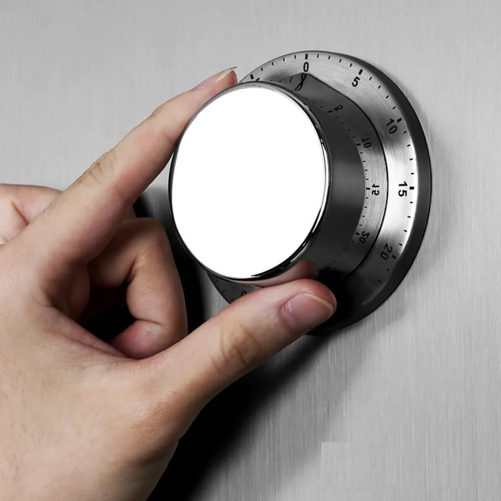 60 Minute Stainless Steel Mechanical Timer for Kitchen Baking Cooking Alarm Clock with Magnetic Mount for Fridge or Board