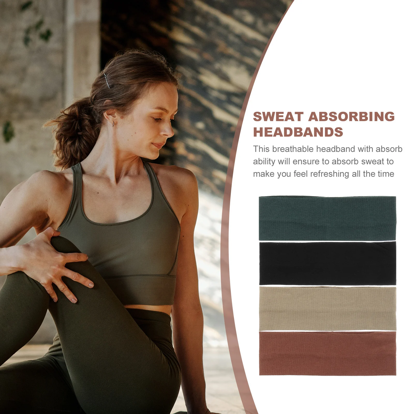 

4Pcs Yoga Headbands Elastic Breathable Sweat Wicking Workout Headbands Women Athletic Sports Sweat Absorbing Headband