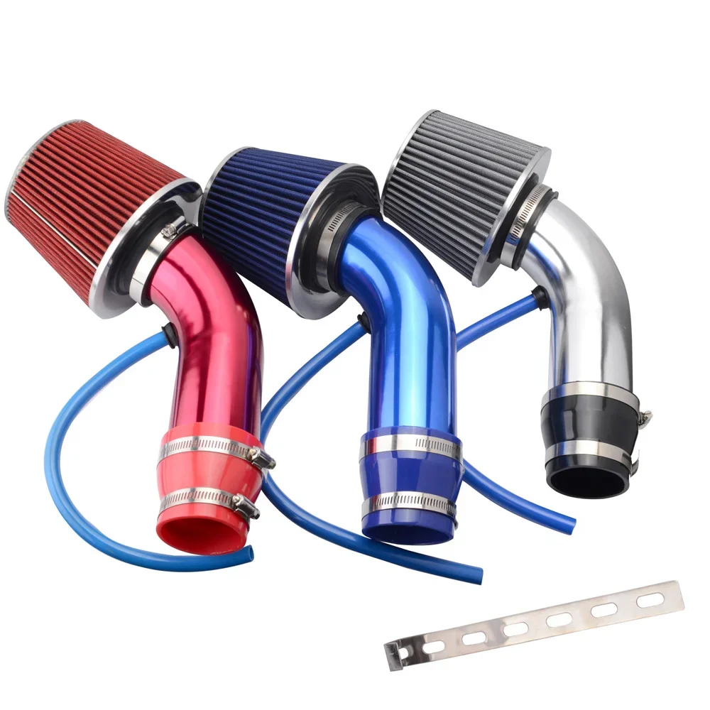 Sistema di aspirazione dell\'aria fredda universale da 76mm per auto da corsa Kit tubo di induzione Turbo in alluminio con ingresso filtro aria a cono