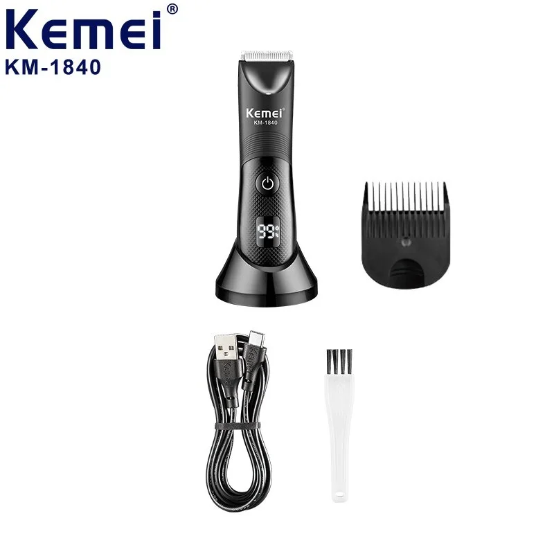 Kemei KM-1840 Waterproof Hair Trimmers For Men Multi-functional Cordless Rechargeable Electric Hair Clipper Body Hair Shavers