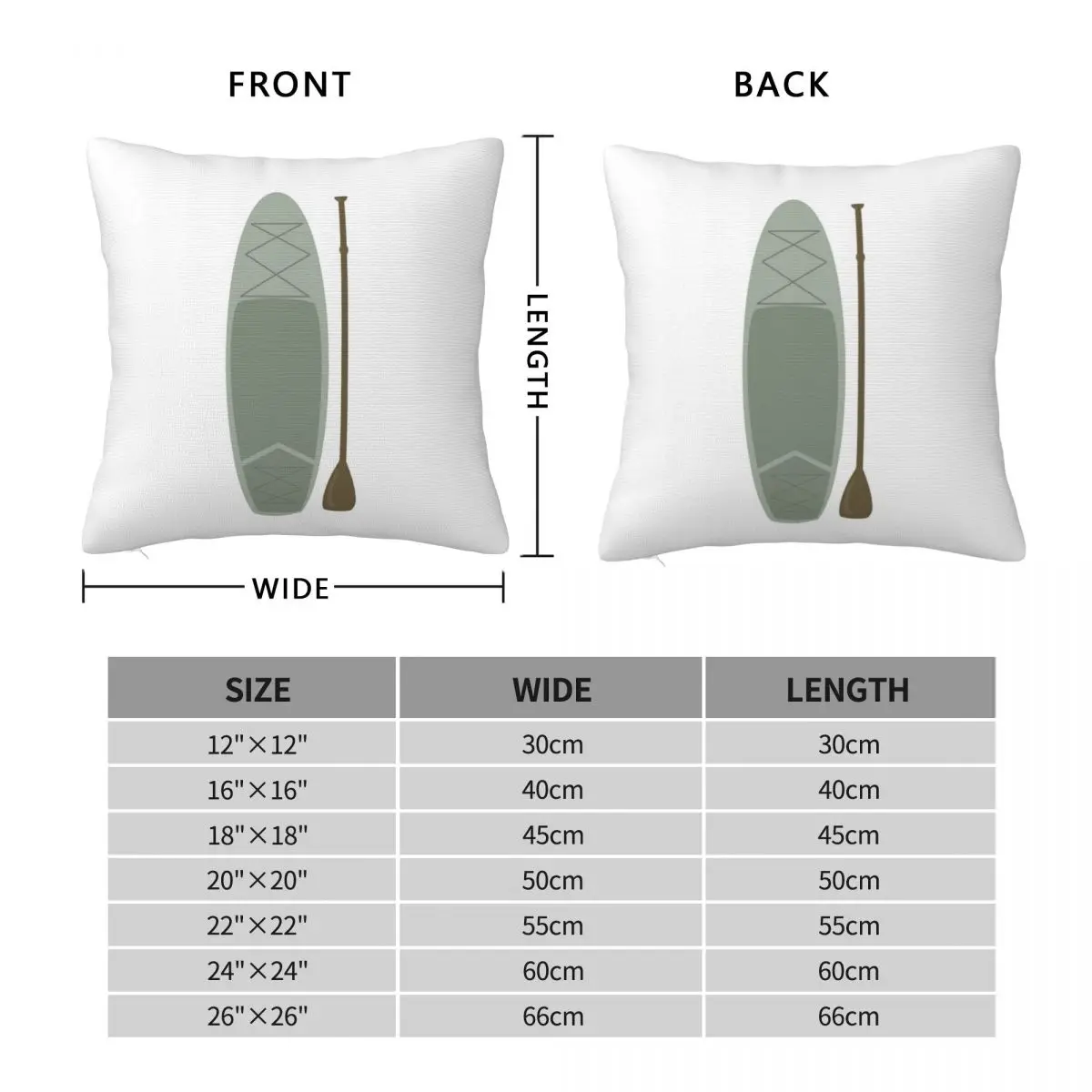 Paddle Boarding Square Pillowcase Polyester Linen Velvet Creative Zip Decor Throw Pillow Case Room Cushion Cover