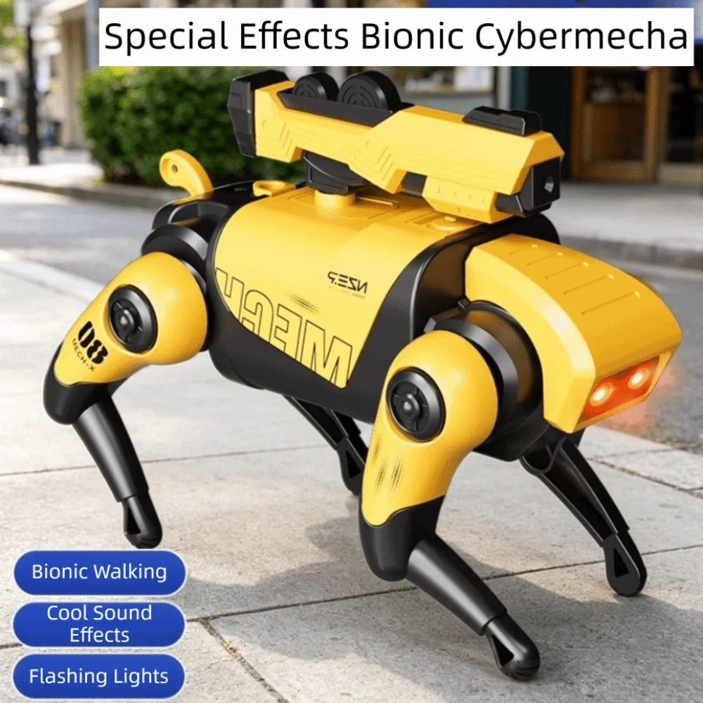 Sound Effects Electric Robot Dog with Light Intelligent Walking Bionic Robot Dog Rotating Light Music Electronic Pet Boys