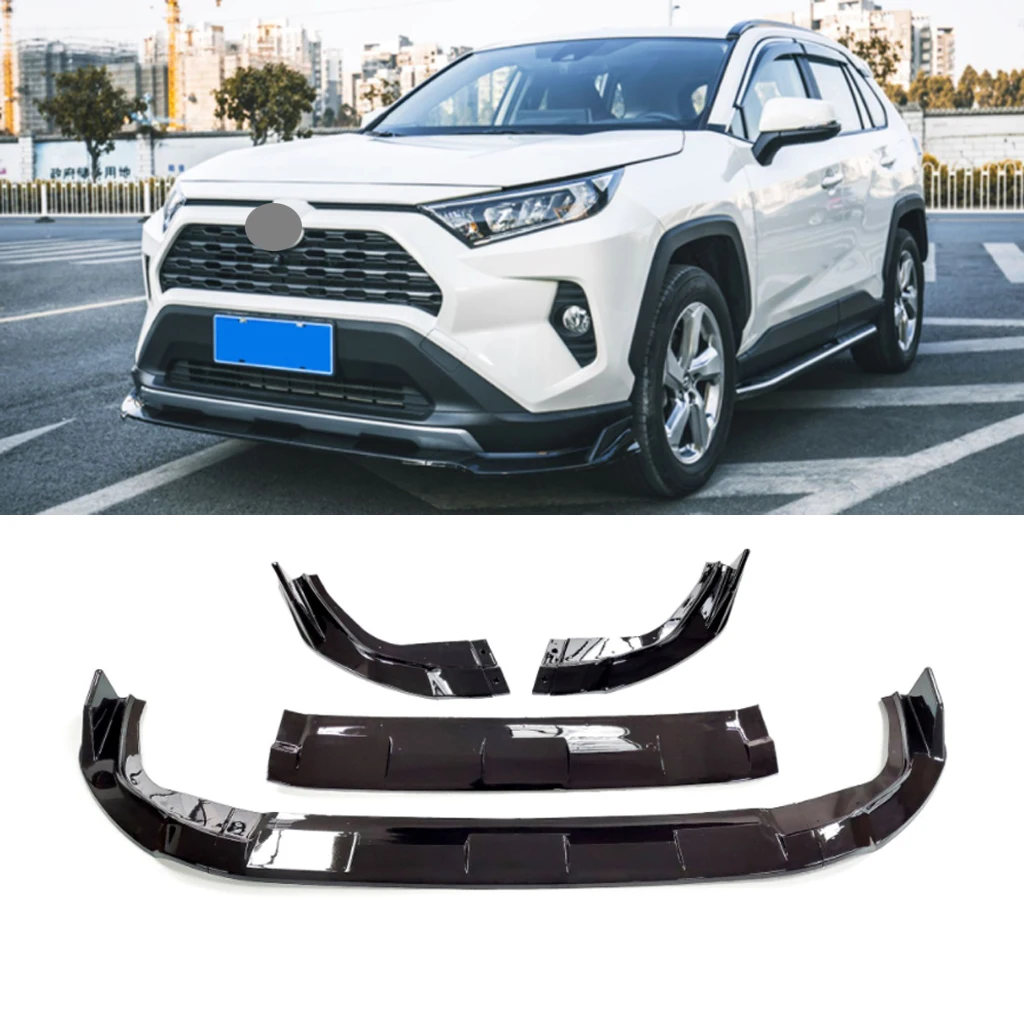 Labio del parachoques delantero Mento inferior 	 Para Toyota RAV4 2019 2020 2021 2022 ABS parte embellecedora cuerpo Kit alerón Deflector Accesorios