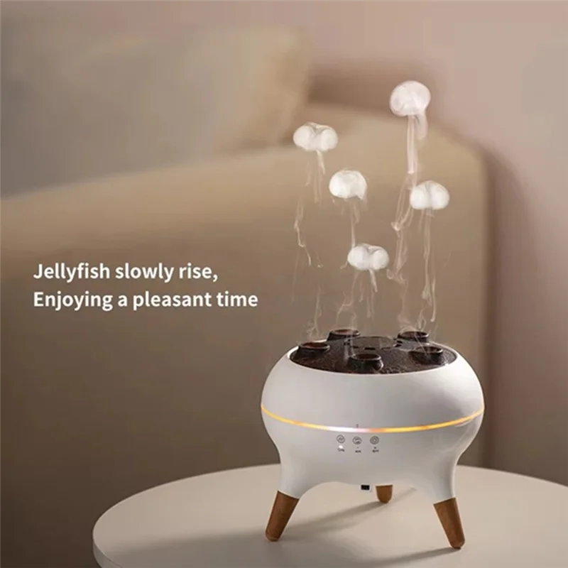 B99A-Desktop Aroma Diffuser Fragrance Machine Smoke Ring Colorful Flame Jellyfish Air Humidifier AU Plug