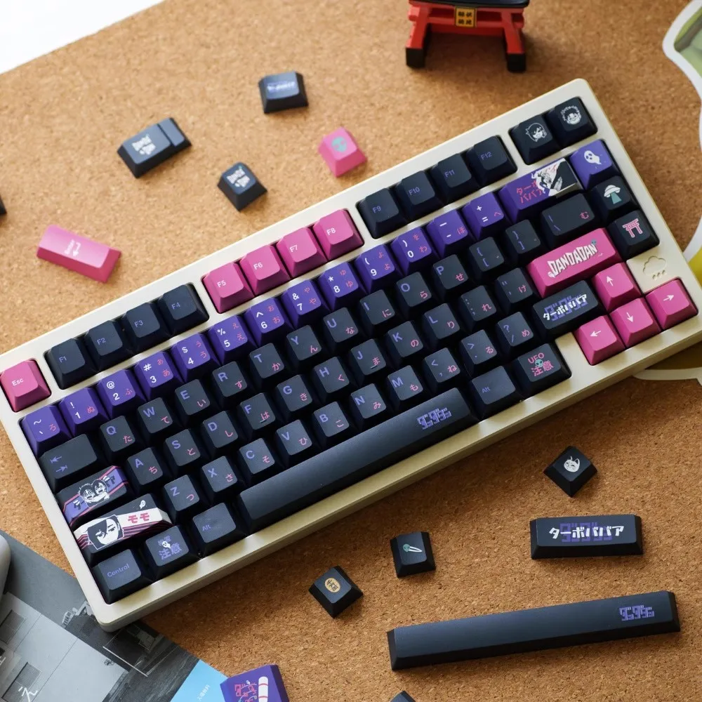 1 Set DAN DA DAN Keycaps PBT Dye Subbed Anime Cartoon Key Caps Cherry Profile lightproof Keycap For MX Switch Keyboard Wooting