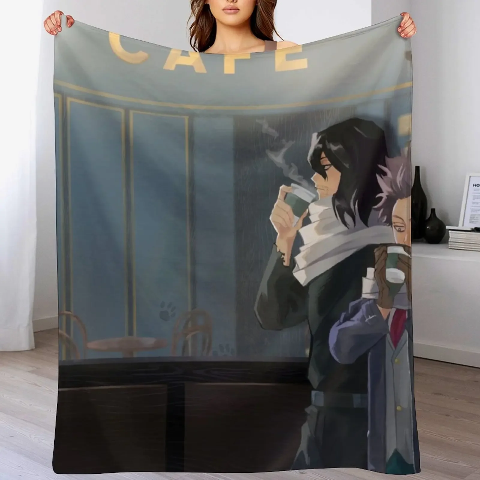 

Aizawa and Shinsou Cat Cafe Throw Blanket Kid'S For Baby Bed Fashionable Sofa Throw Blankets