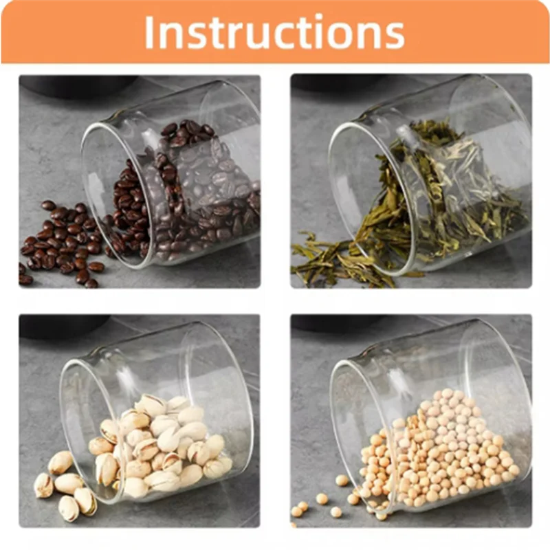 

TFORU-Coffee Beans Glass Jar Household Vacuum Sealed Tank Food Storage Organizer Household Kitchen Containers