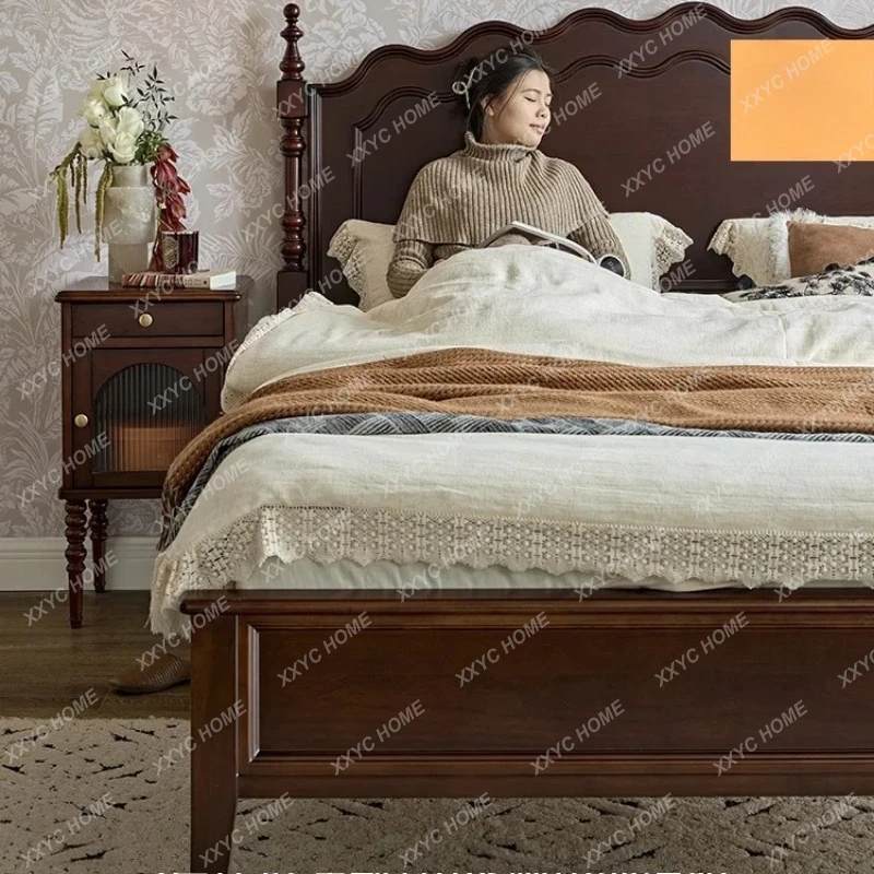 retro solid wood bed  retro premium  bed double bed