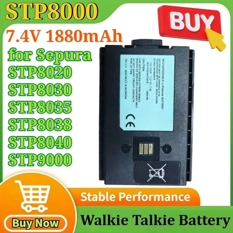 

STP8000 7.4V 1880mAh Replacement Li-Polymer Battery for Sepura STP8020 STP8030 STP8035 STP8038 STP8040 STP9000 Two Way Radios