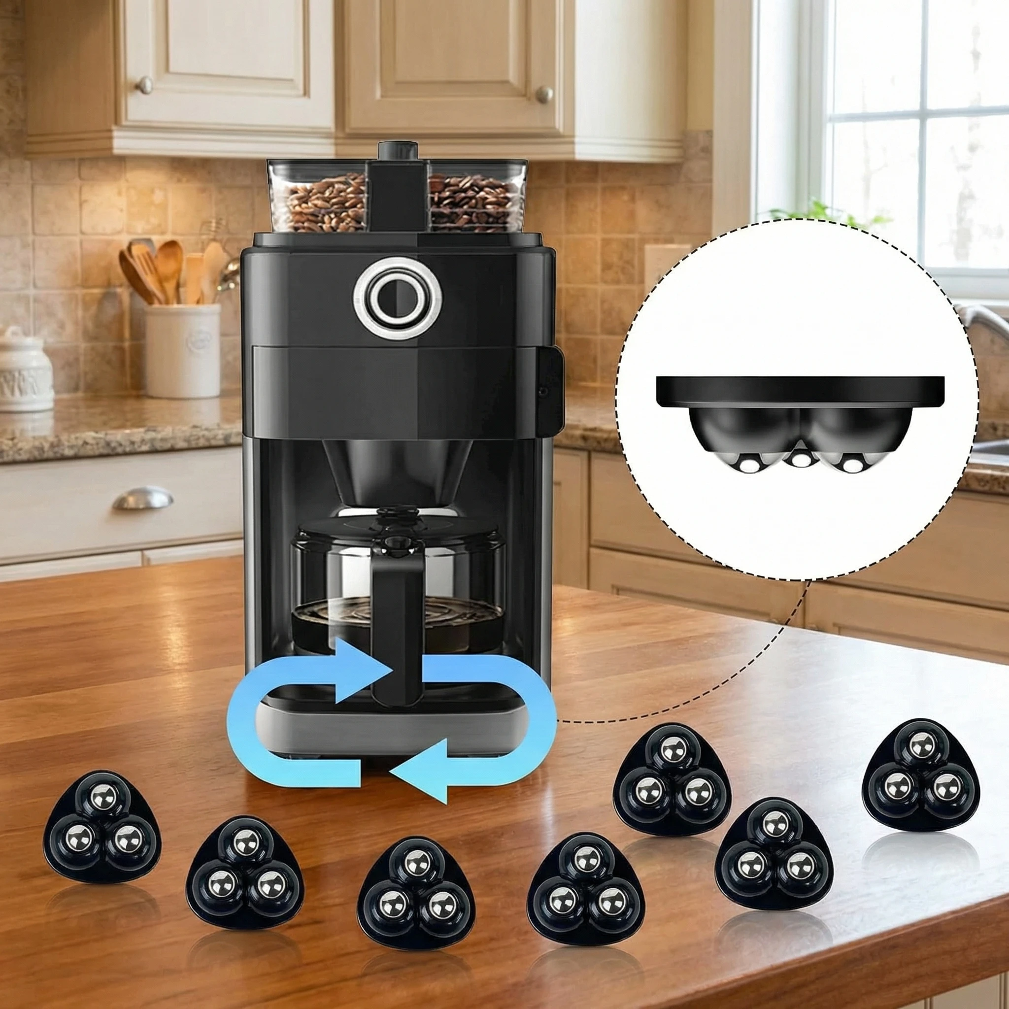 Self Adhesive Mini Casters, Easily Solve the Problem of Table Sliding, Suitable for Furniture Slides Such as Kitchens and Ovens