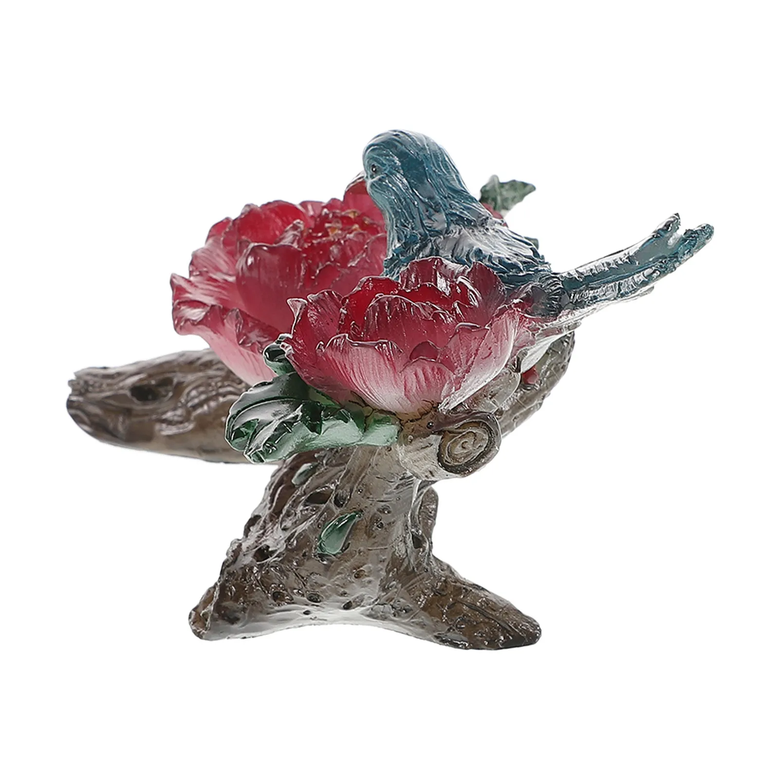 Hummingbird Floral Resin Tea Pet Color-Changing When Heated Exquisite Handcrafted Tea Ceremony Decor Table Home Office Garden
