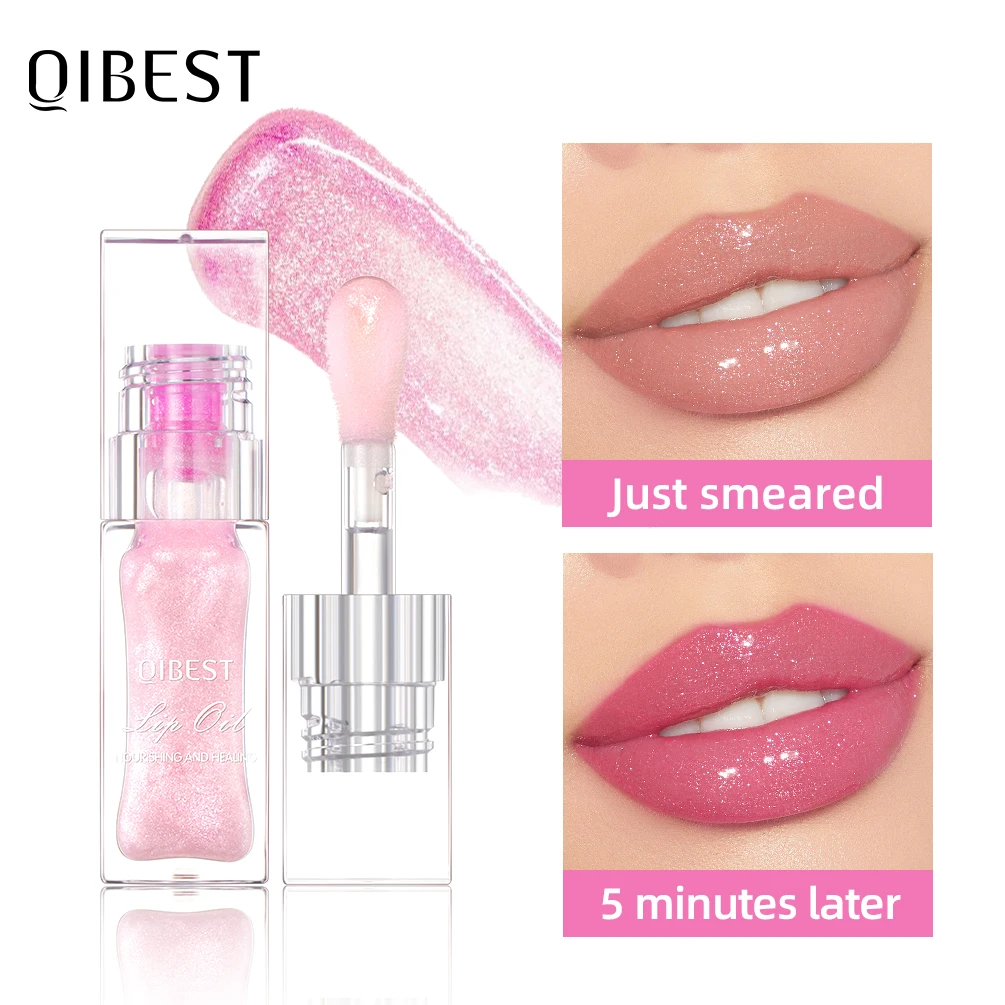 QIBEST Lip Oil Gloss Temperature Color Changing Moisturizing Makeup Lipstick Hydrating Lip Plumper Extreme Lip Care Cosmetics