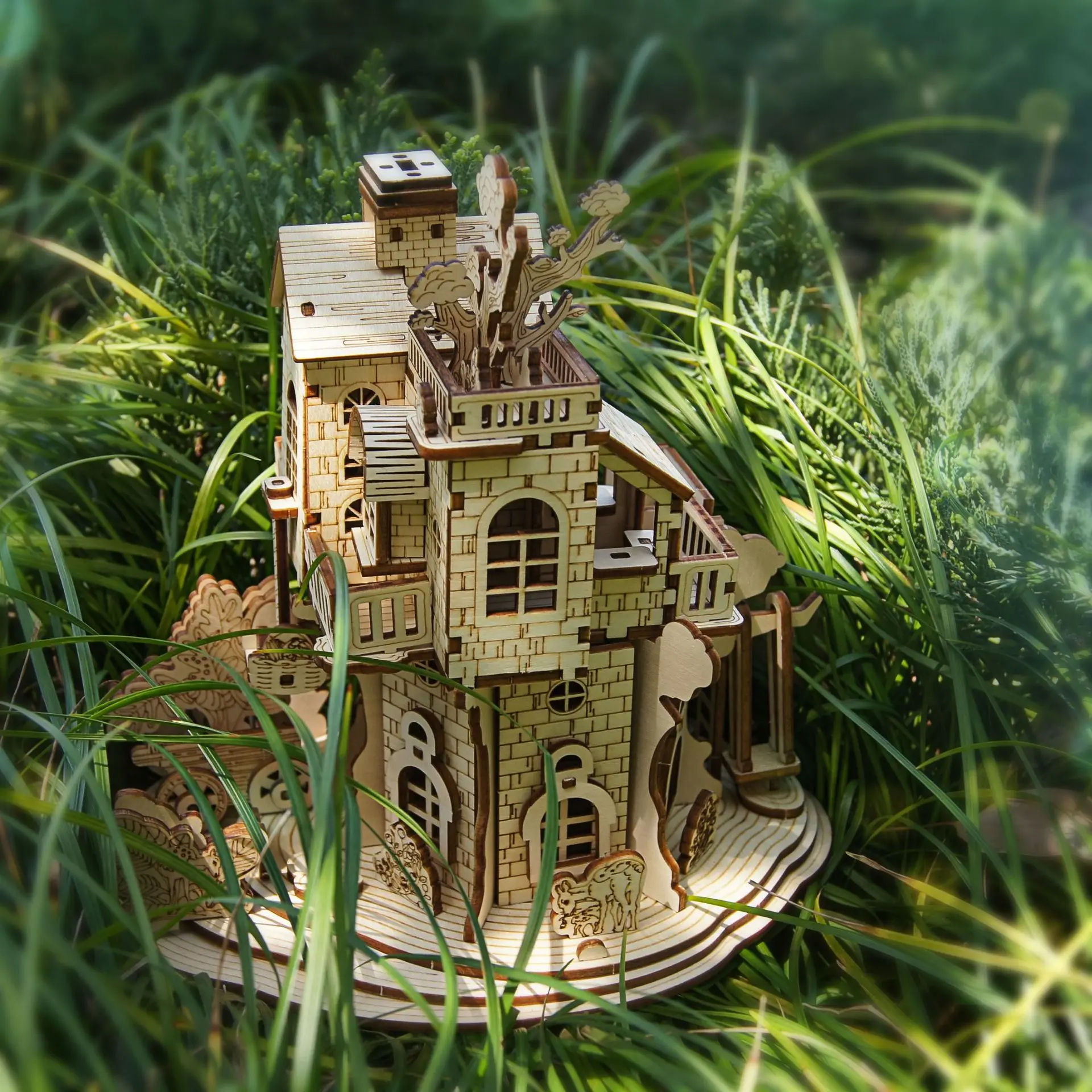 LKAPOPO 3D Tree House Model Puzzle | Cross-Border DIY Educational Toy | 3D Stereo Jigsaw | Handmade Birthday Gift for Kids