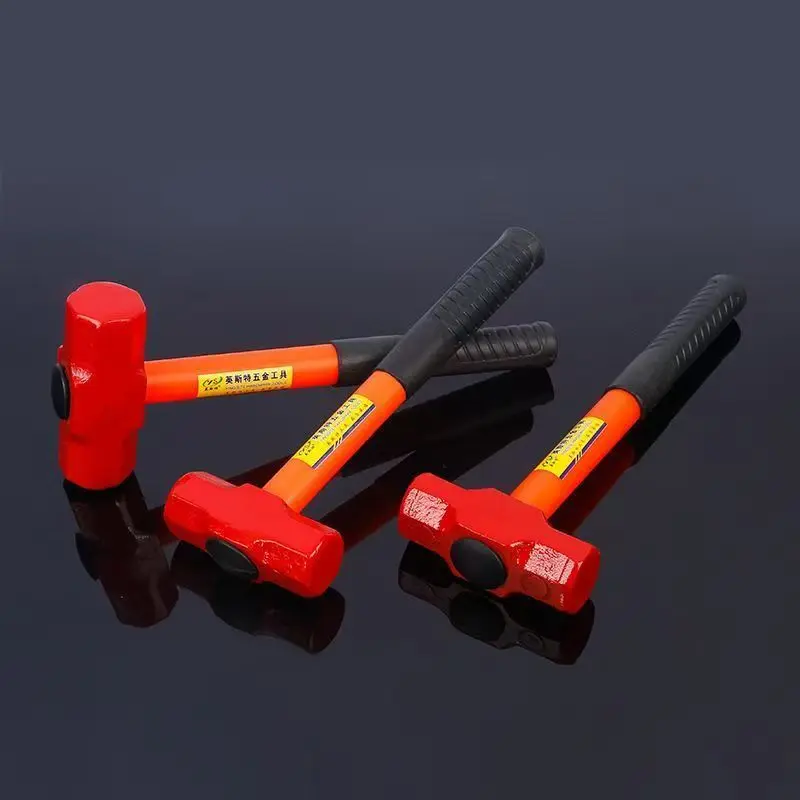 High Hardness Octagonal Hammer, Shock-Absorbing Forged Steel Head with Non-Slip PVC Handle, Heavy Duty Construction Hand Tool