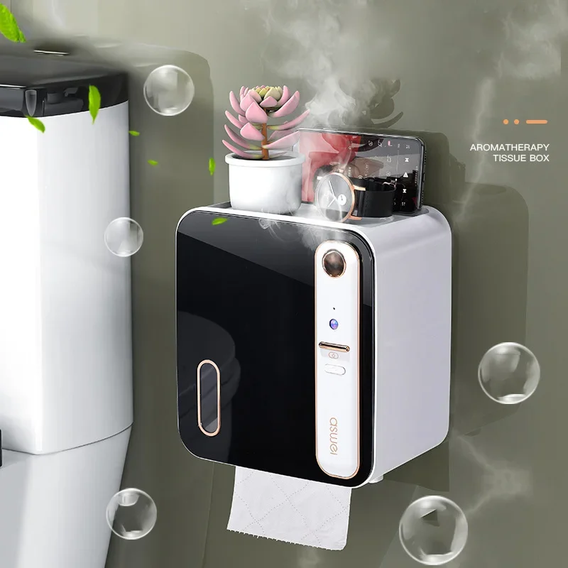 Smart tissue box storage rack toilet paper toilet paper roll paper box without punching paper towel holder toilet paper holder
