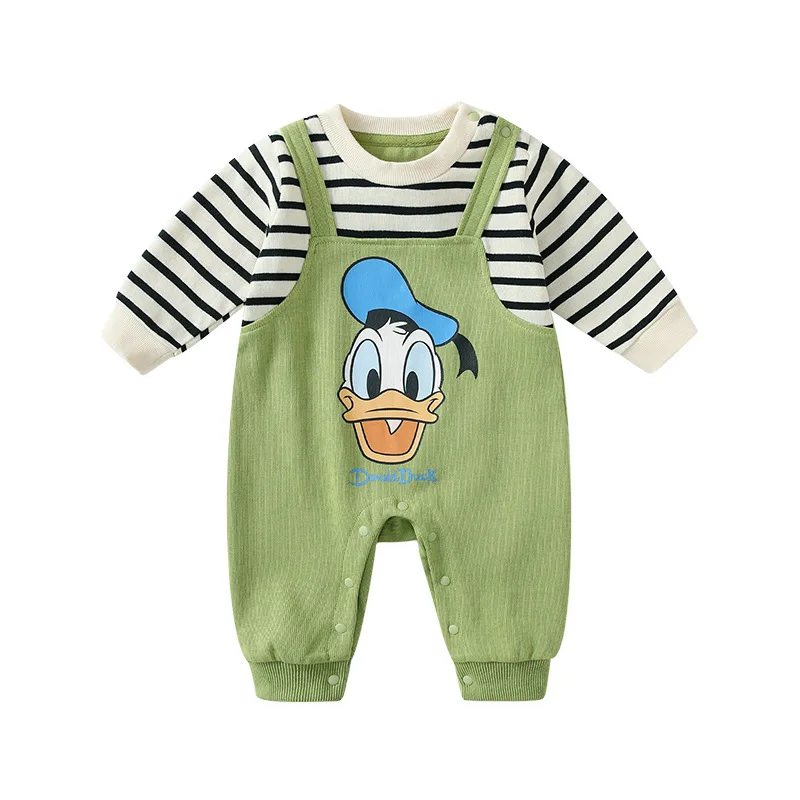 

MINISO Donald Duck Baby Boy Spring Newborn Long Sleeve Cotton Kawaii Rompers Infant Bodysuit Casual Daily Wear 0-1 Years Outfit