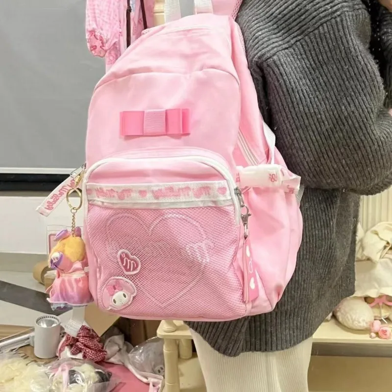 Sanrio My Melody Cute Sweet Pink Bags Cartoon Japan Korean Style Aesthetic Backpack Y2k Girl Fashion School Double Shoulder Bag