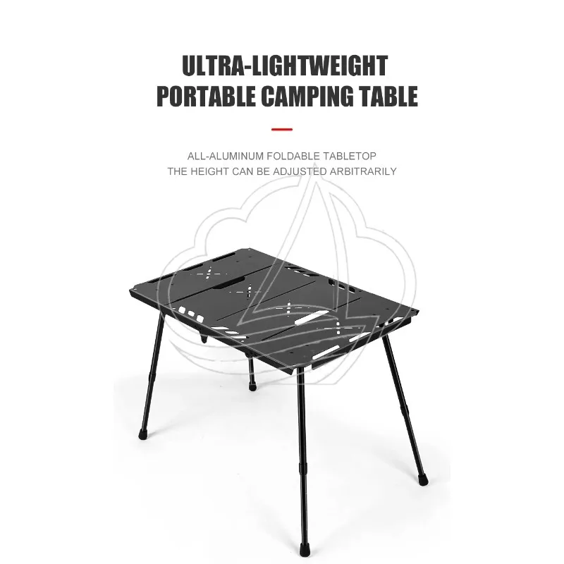 WESTTUNE Adjustable Height Folding Table Aluminum Alloy Portable Desk with Side Hook Rack Indoor Outdoor Use