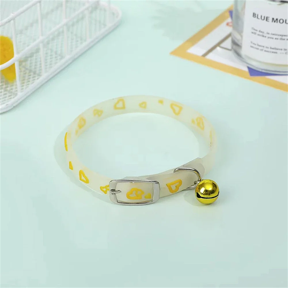 Luminous Cat Necklace Fluorescent Silicone Collar For Dogs Anti-Loss Kitten Puppy Bell Collar Neck Ring Pet Supplies