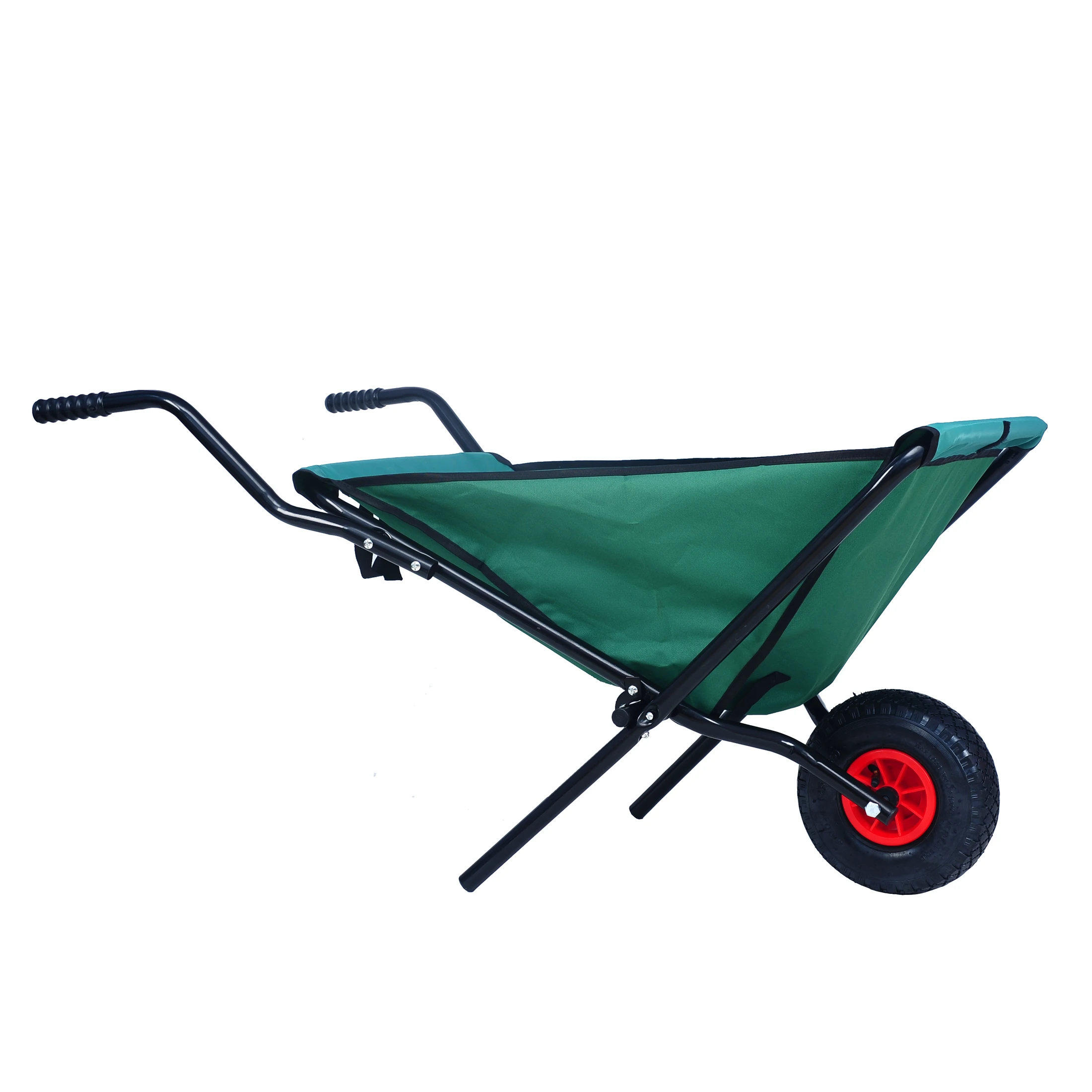 Collapsible Wheelbarrow, 176 Lbs Capacity , Foldable Green Yard Garden Cart with 10