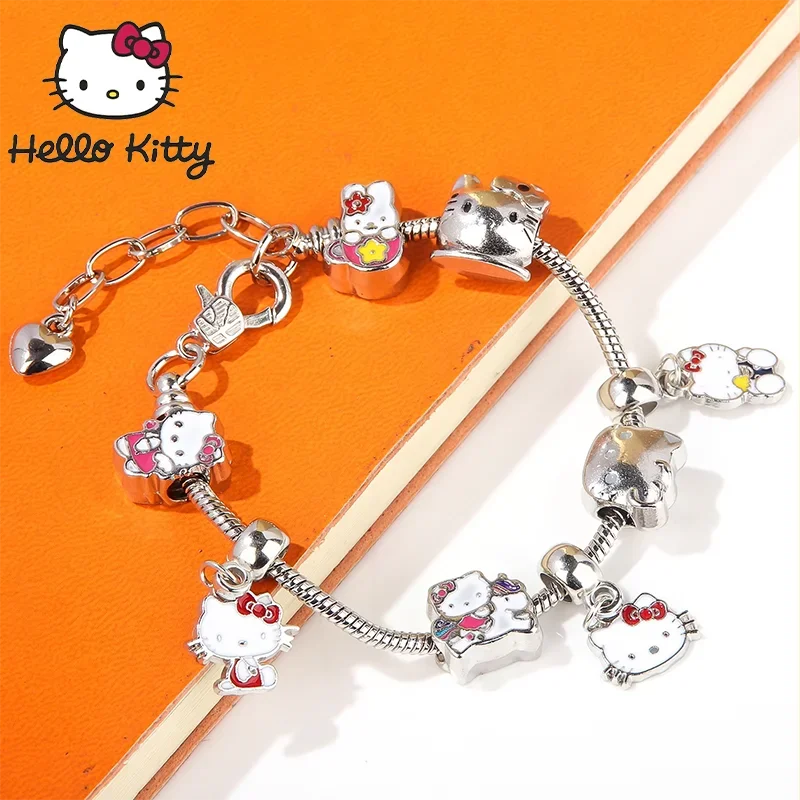 

Hello Kitty Cartoon Metal Bracelet Cute Girl Detachable Diy Bracelet Fans Gift Cosplay Props for Women Jewelry Fashionable Gifts
