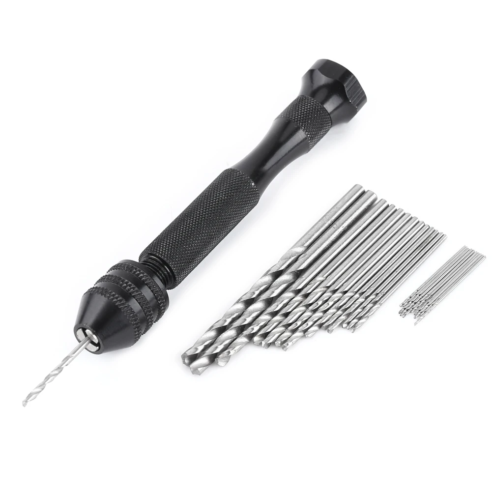

Mini Hand Drill 0.3-3.6mm Grip Range Chuck with 25 HSS Drill Bits Lightweight Woodworking Drilling Tool Craft Repair Accessories