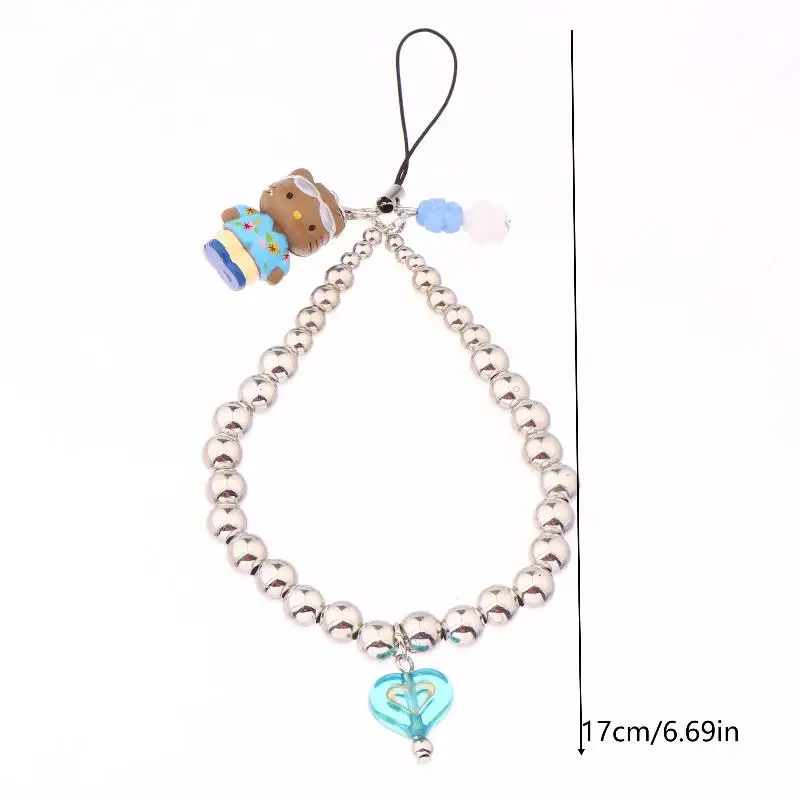 เชือกคล้องโทรศัพท์ HelloKitty Y2K น่ารักพร้อมห่วงโซ่โทรศัพท์ลูกปัด พวงกุญแจ จี้กระเป๋า; สายรัดข้อมือป้องกันการสูญหายสําหรับของขวัญสําหรับเด็กผู้หญิง