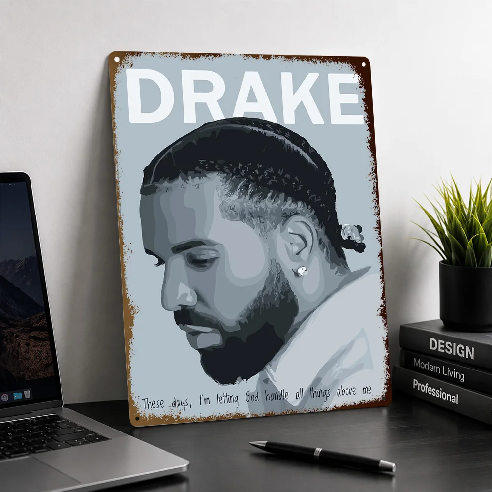 Drake Portrait With Quote Textured Poster Customized Metal Tin Sign Thoughtful Wisdom Wall Art Enhances Workspaces And Studies