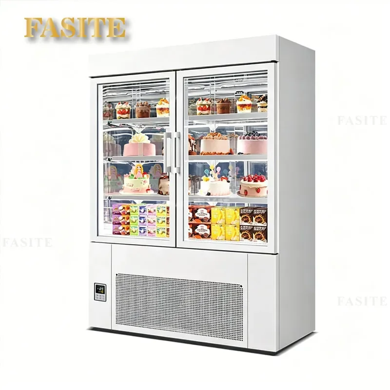 For Commercial Vertical Cake Display Cabinet High End Mousse Dessert Air Cooled Front Door Refrigerated Air Curtain Ice Cream