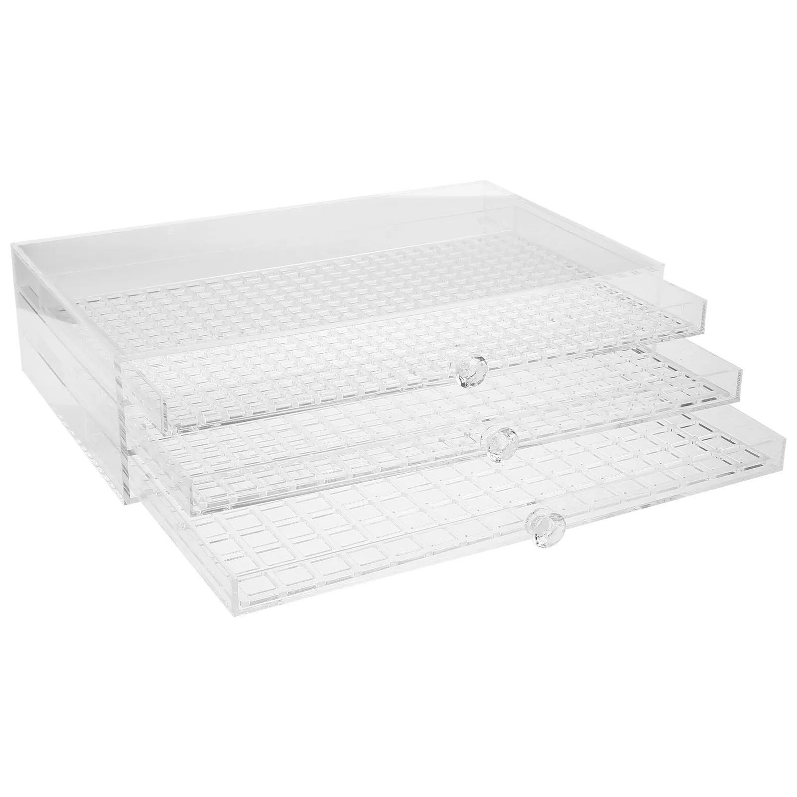3-Drawer Transparent Acrylic Desktop Storage Box Multi-Layer Nail Art Jewelry Bead Rhinestone Organizer for Craft Office