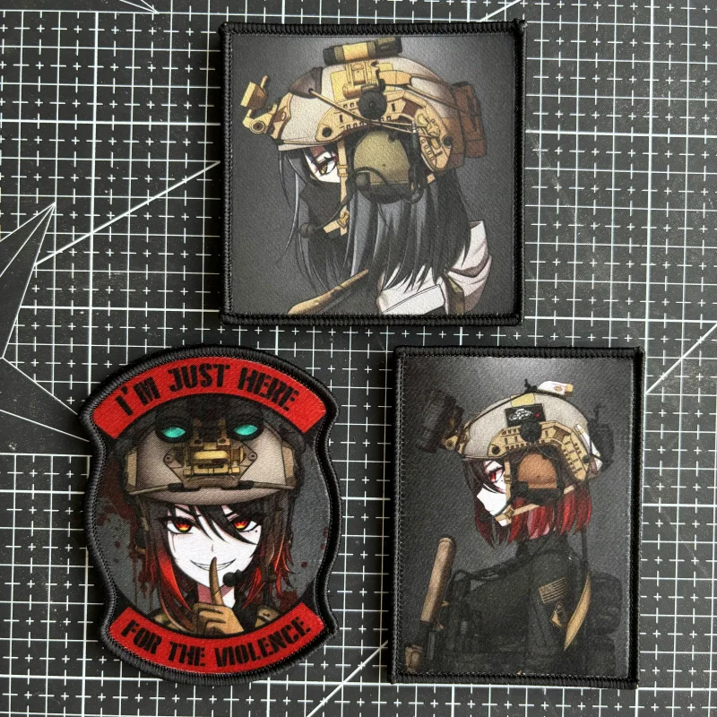 Tactical Girl Morale Badge I’m Just Here for The Violence Tactical Patch Printing Patches Hook & Loop Military Backpack Sticker