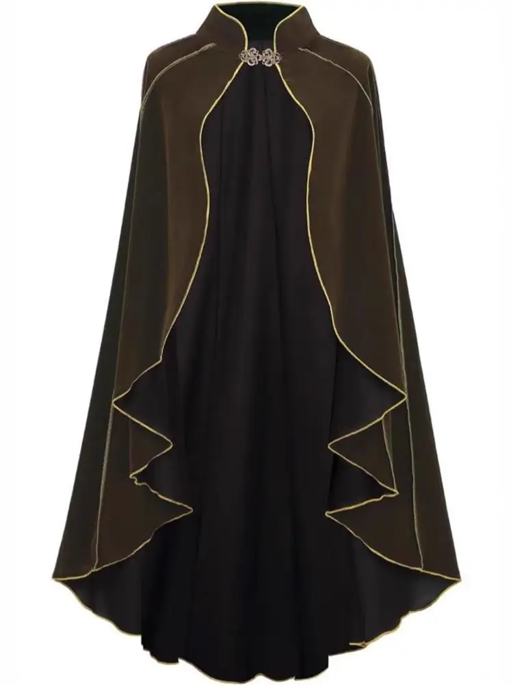 Cape en velours médiévale pour femmes, Costume de spectacle sur scène d'halloween, Design rétro doré, nouvelle collection printemps 2025