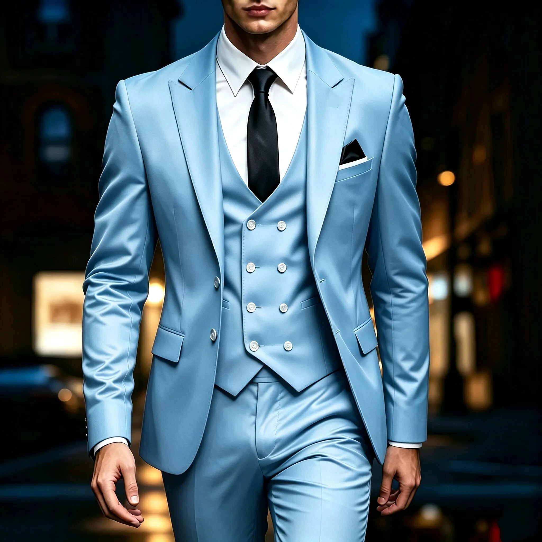3-teiliger Anzug für Herren (Blazer, Weste & Hose) — Ideal für formelle Anlässe wie Geschäftstreffen, Hochzeiten & Feiern – Detail 2