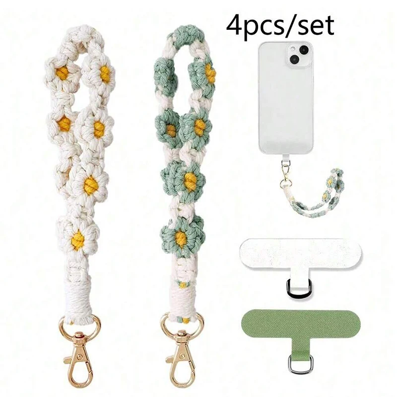 

Креативная цепочка для телефона в стиле бохо ручной работы с изображением ромашки, шерстяной подвесной ремешок в скандинавском стиле, ювелирные изделия для девочек, повседневные подарки