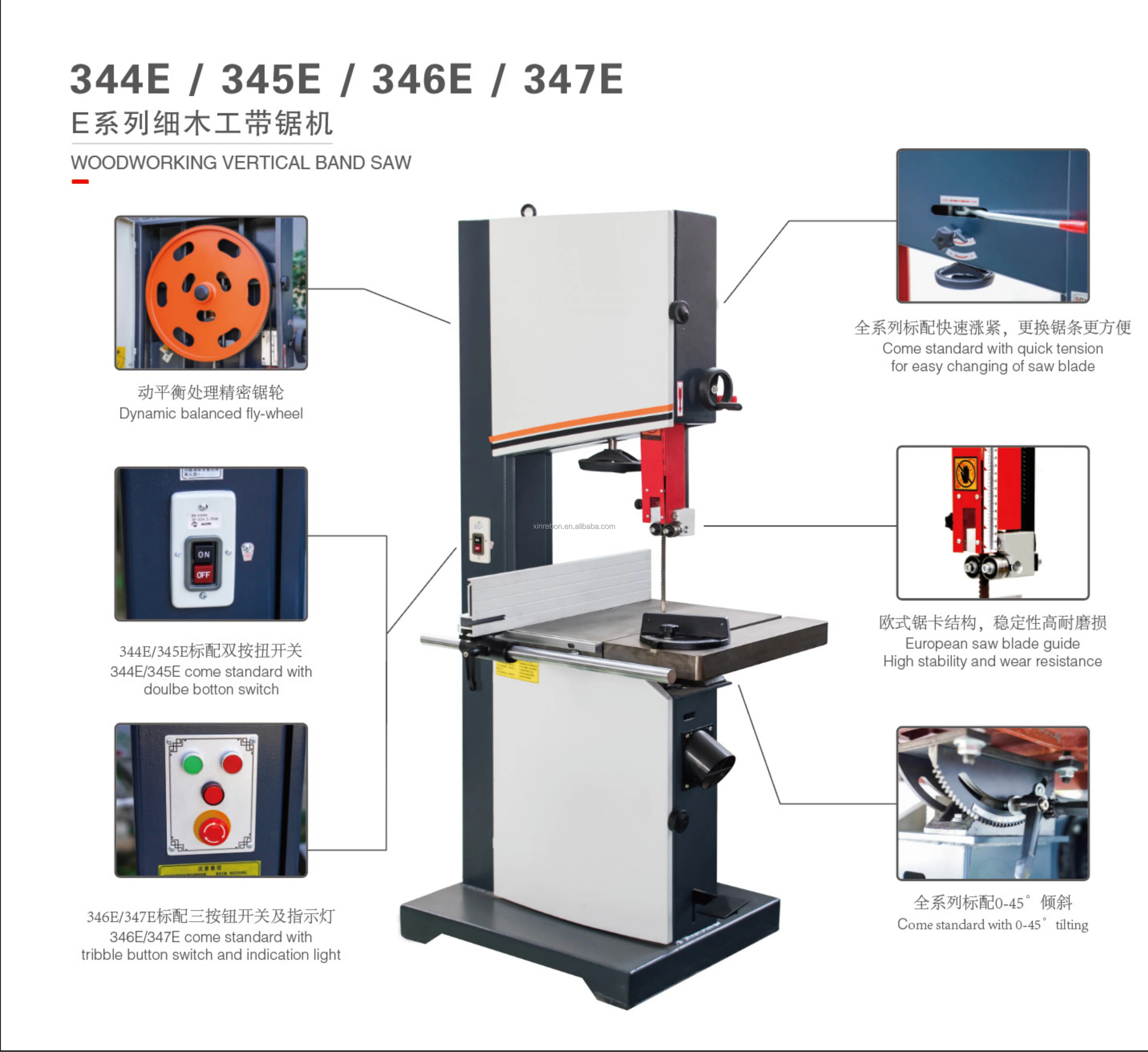 منشار شريطي عمودي MJ345E عالي  - مراجعة Woodworking Machinery For Sale وسعره