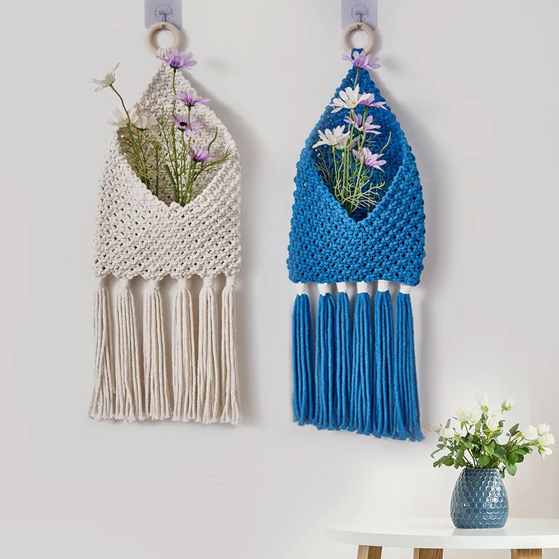 1PC Hand-woven Wall Tapestry European Storage Net Pocket Bohemian Room Living Room Wall Wall Hanging