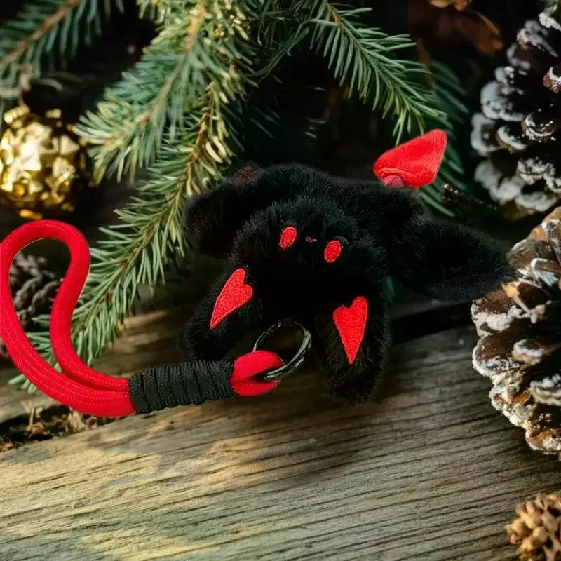 Halloween geïnspireerde kleine duivel vleermuis pluche pop sleutelhanger; Unieke Lanyard sleutelhanger tas hanger verjaardagscadeau voor meisjes