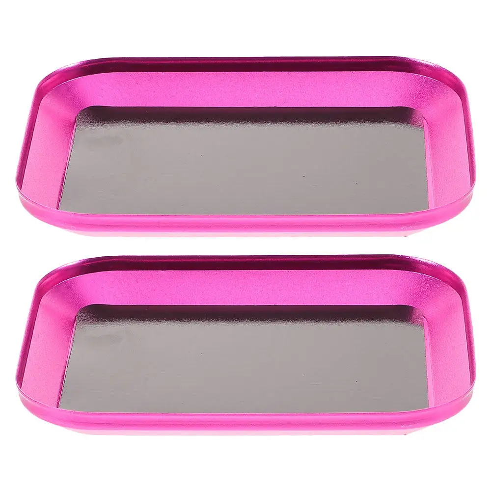 2Pcs Magnetic Screw Tray Aluminum Alloy Flat Design Screw Holder for Aircraft Models Car Repair DIY Projects Small Parts Storage