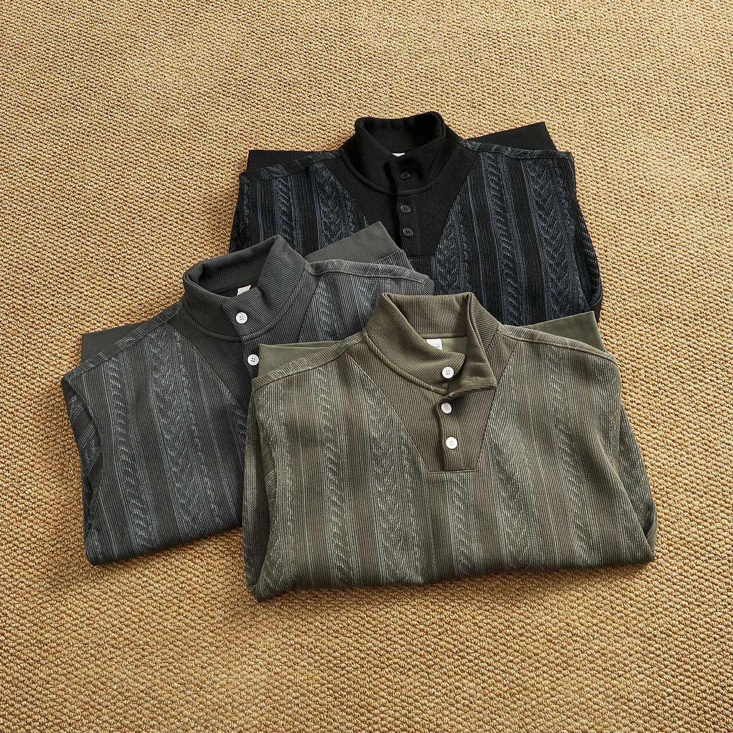 

Casual Knitted Sweatirt Men's Loose Fit High Collar Long Sve Cotton Blend Fabric Autumn Winter New Sle American Heavyw...