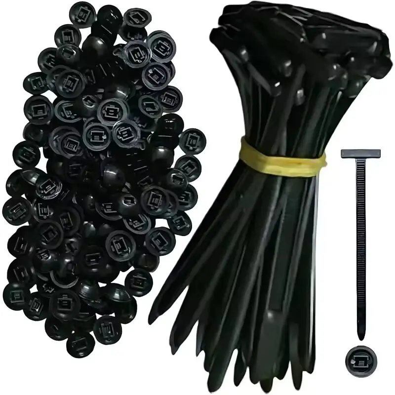 300PCS Nylon Universal Cable Tie Buckle Heavy Duty Self-Locking Zip Ties Holder with Pin Fasteners Car Body UV Resistant Zipties