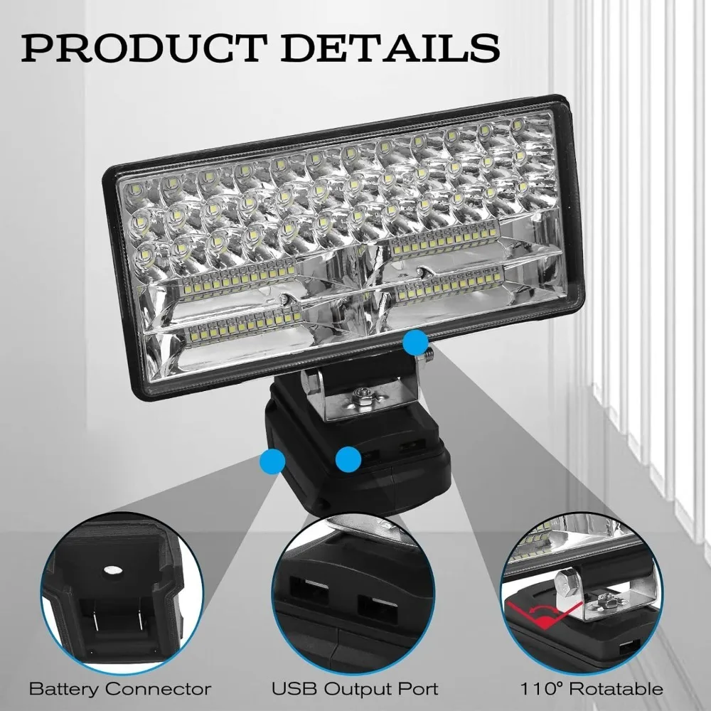 Imagem -02 - Luzes de Trabalho Led com Porta Usb para Makita Lanterna Tocha Elétrica Holofotes Lâmpada do Carro Bateria Li-ion 18v Adaptador Bl1815 Bl1830