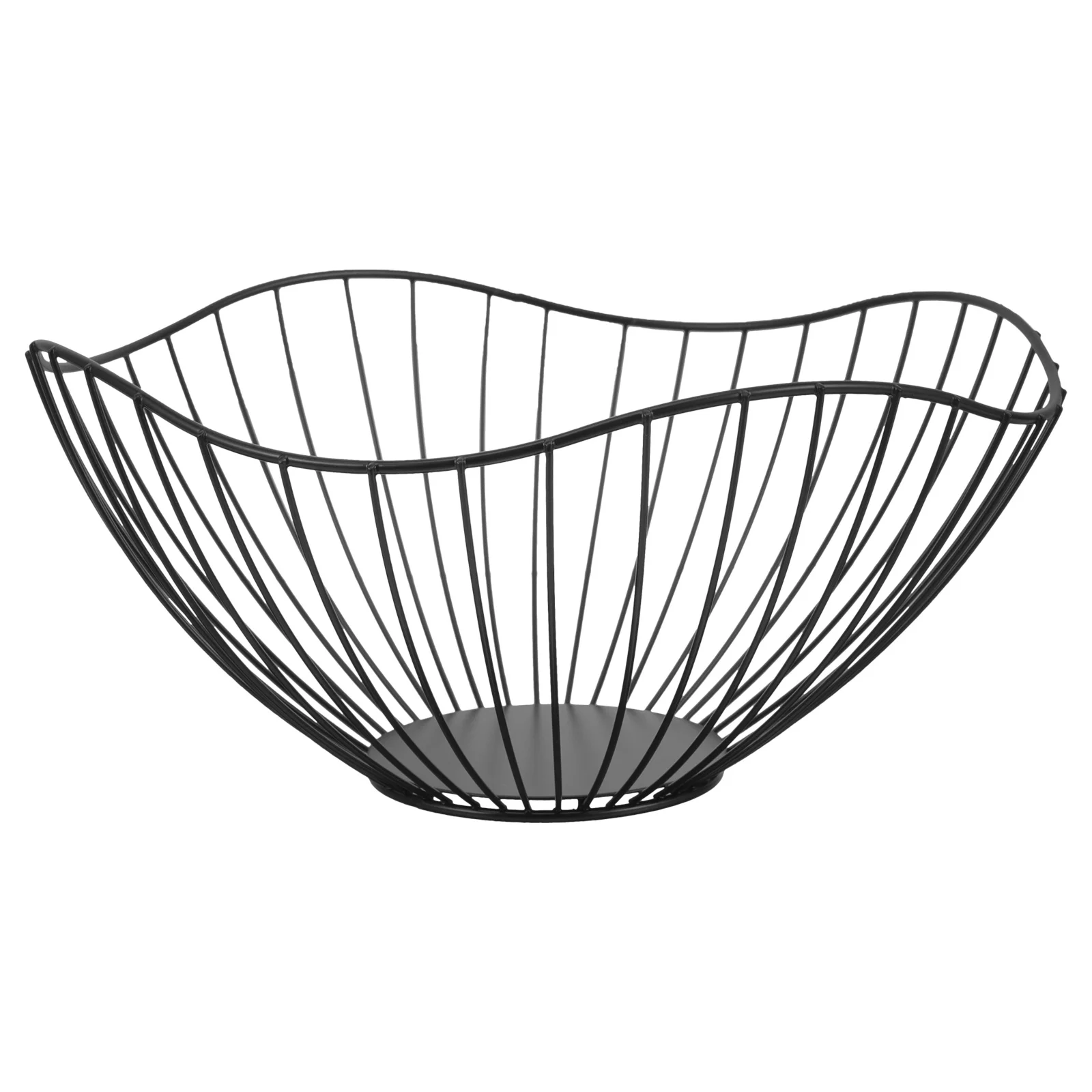 

Metal Fruit Basket Kitchen Counter Storage Modern Black Wire Fruit Bowl For Fruits Vegetables Snacks Bread Roll Organizer