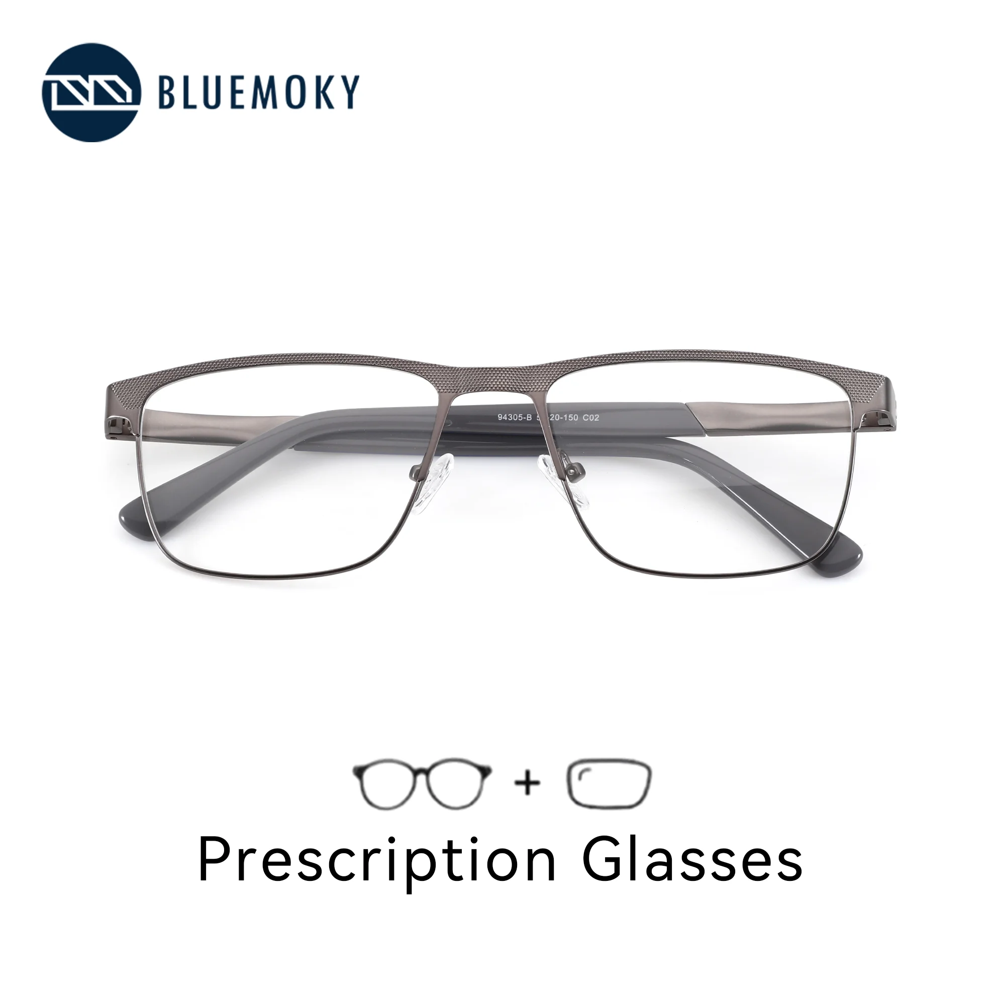 

BLUEMOKY XXL размер модные металлические очки с двойным мостом по рецепту мужские квадратные прогрессивные мультифокальные оптические очки