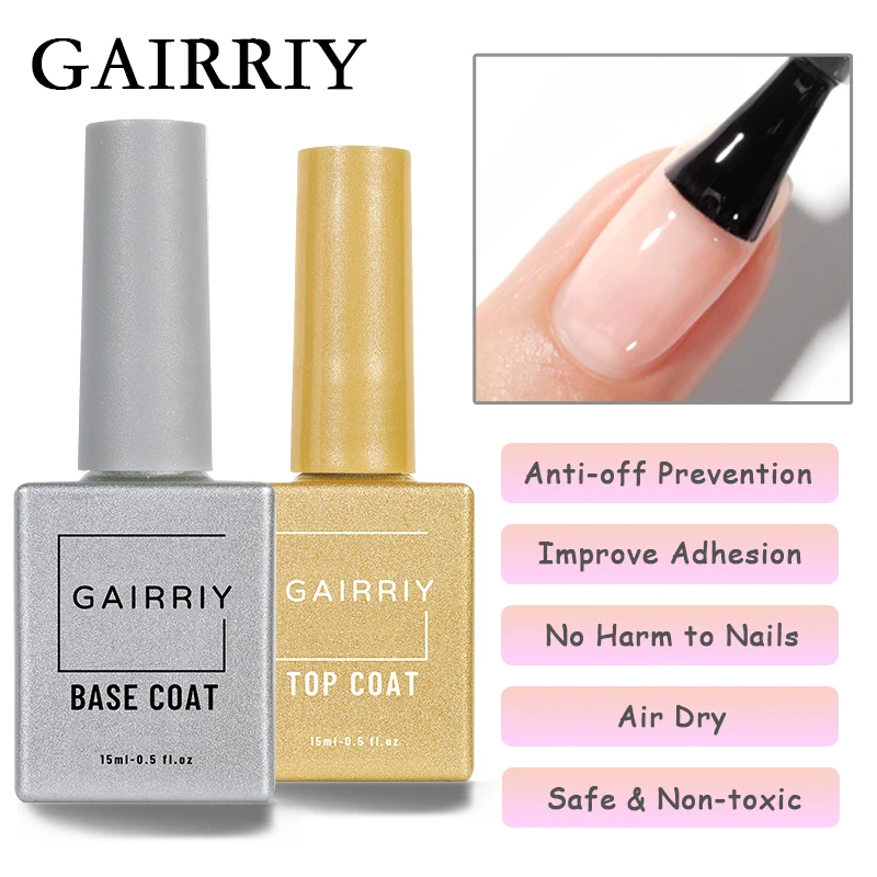 

Gairriy Gel Nails 15ml Base Coat Top Coat Matte Coat Primer Function Nail Polish Semi-Permanent Soak Off UV LED Nails Art Salon