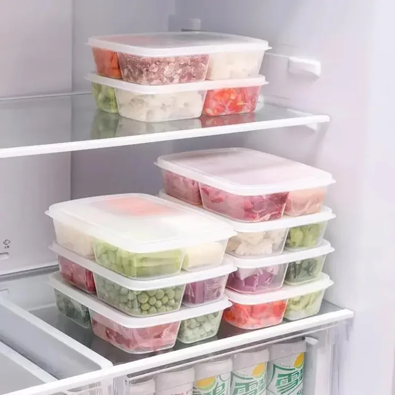 Refrigerator Storage Box Four Compartment Food Sub-Packed Onion Ginger Vegetables Side Dishes Frozen Meat Crisper Storage Box