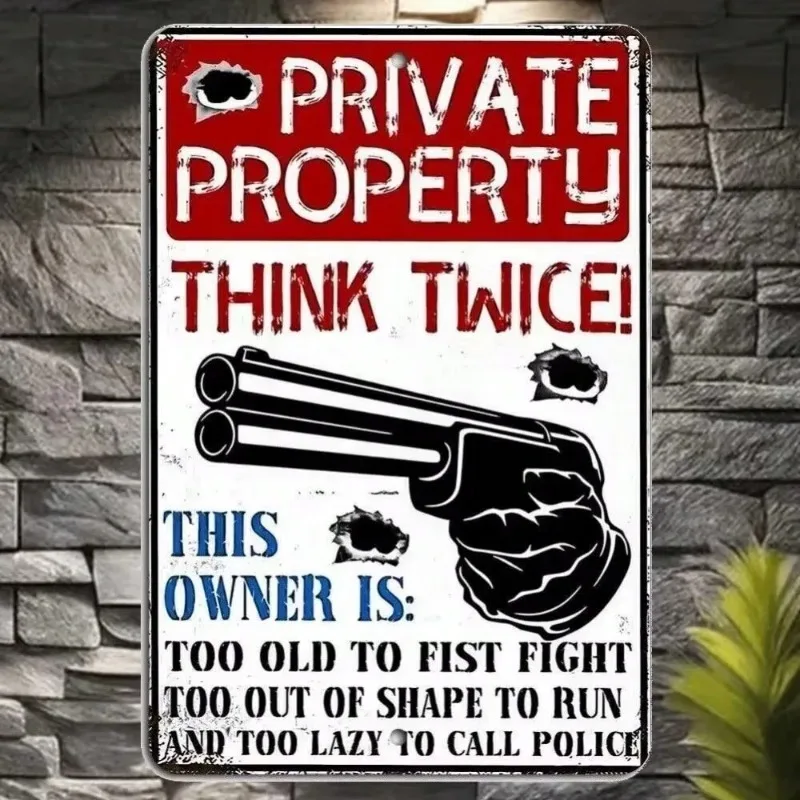 قطعة واحدة من لافتة "خاصية" معدنية عتيقة عالية الجودة - بدون ممارسة الجري، مادة مضادة للصدأ، متعددة الاستخدامات لديكور المنزل والحديقة #5